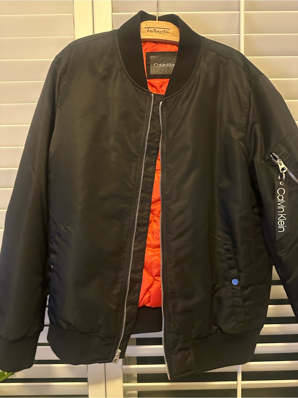 Calvin Klein Black Bomber Jacket with Orange Interior